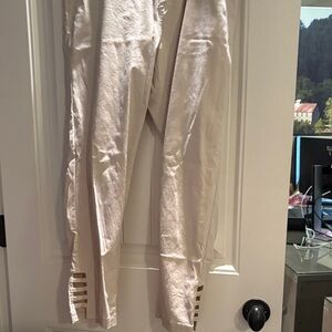 Soft Surroundings Cream Trousers with Hem Details